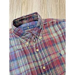 Polo Ralph Lauren Men Medium Purple Green Red Blue Long Sleeve Button Down Shirt